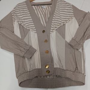 VINTAGE INFO USA COLOR BLOCK WESTERN PATCHWORK LIGHTWEIGHT JACKET MENS SIZE L